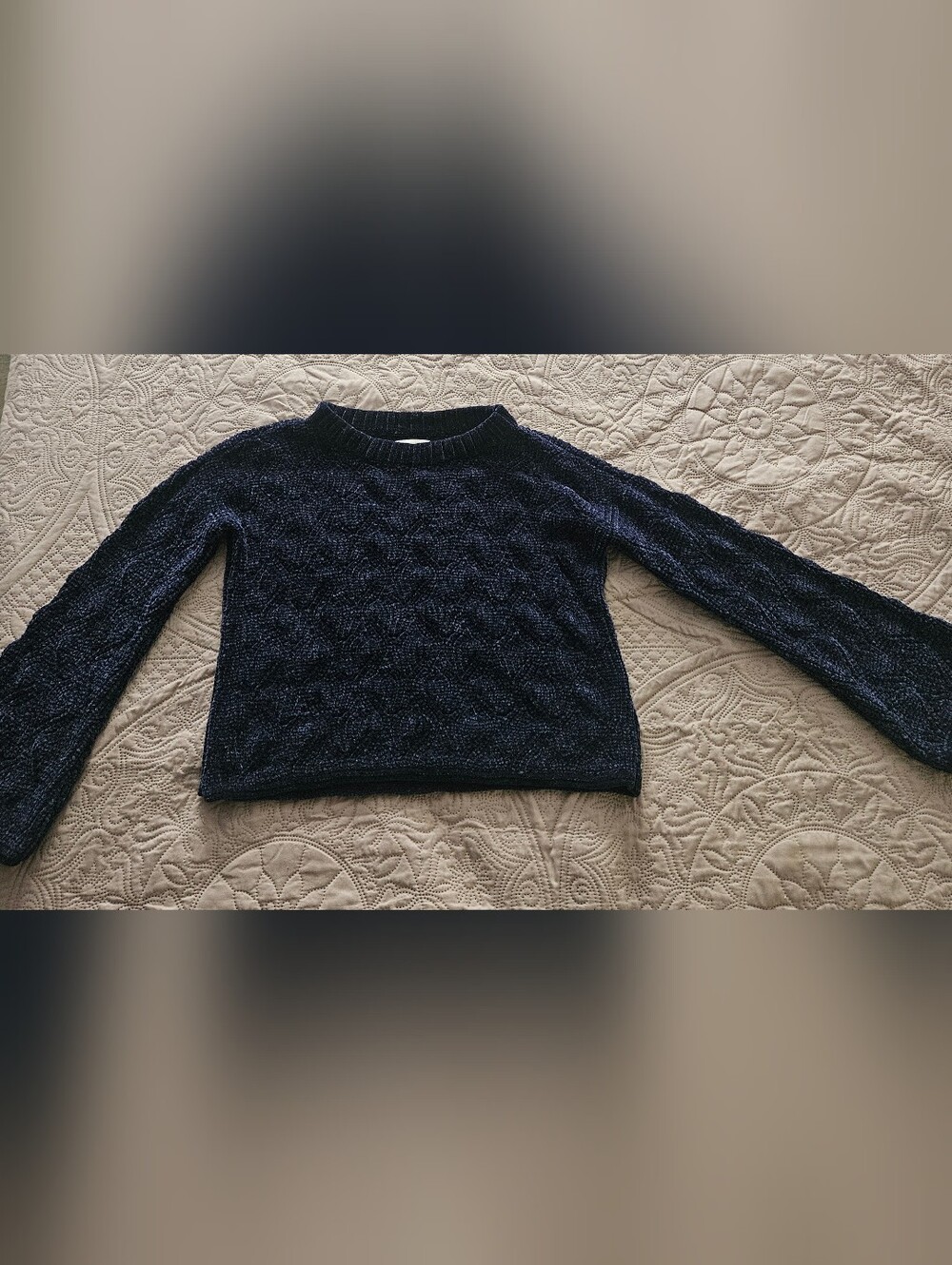 LC Lauren Conrad Navy Blue Chenille Cable Knit Sweater Size XS